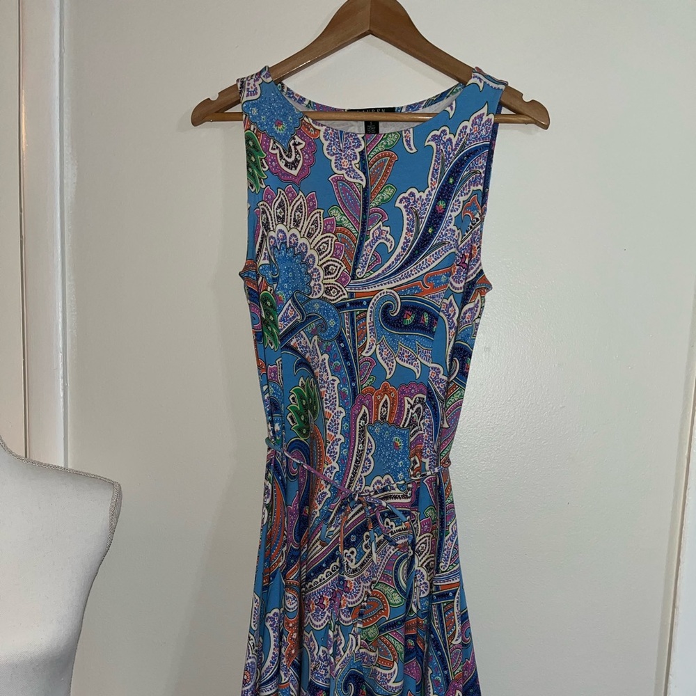 Lauren Ralph Lauren Blue and Pink Sleeveless Sundress